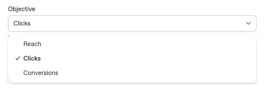 ChatGPT Ads campaign objective options