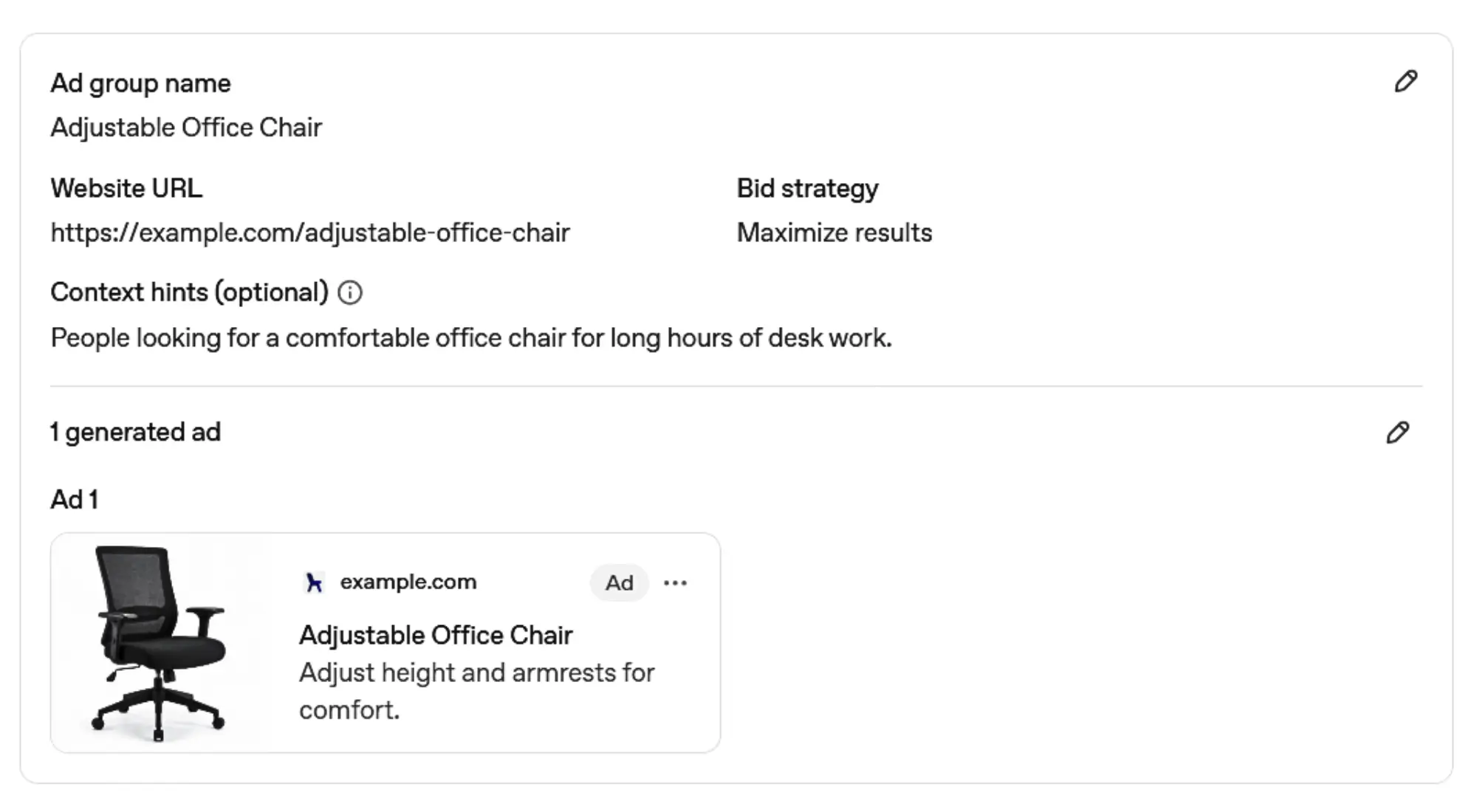 context hint for a comfortable office chair