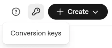 Conversion key icon beside the help icon in ChatGPT Ads Manager