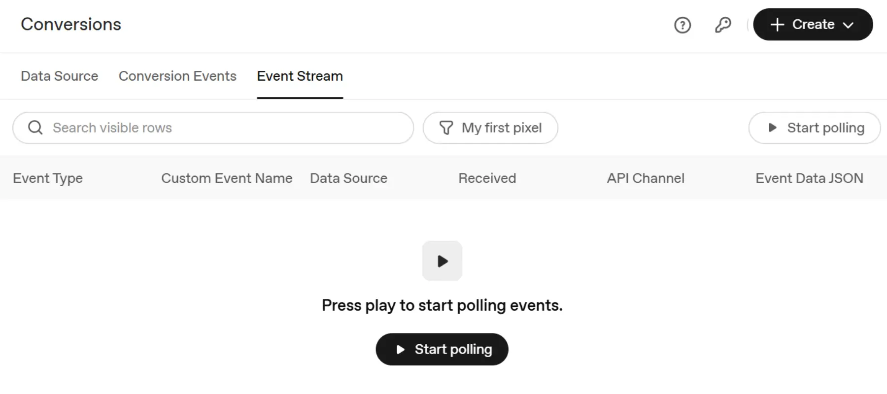 Event Stream showing the Start polling